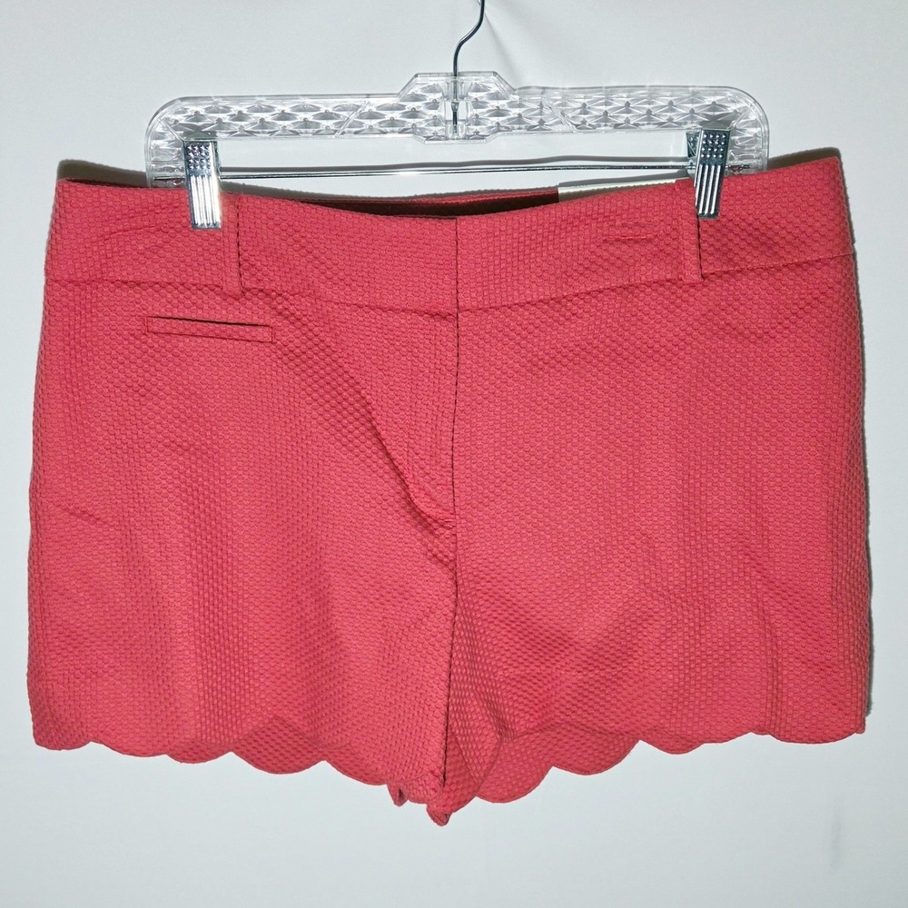 Loft Outlet Shorts Womens Size 12 Coral Pink New Scalloped Hem Textured 4 Inseam